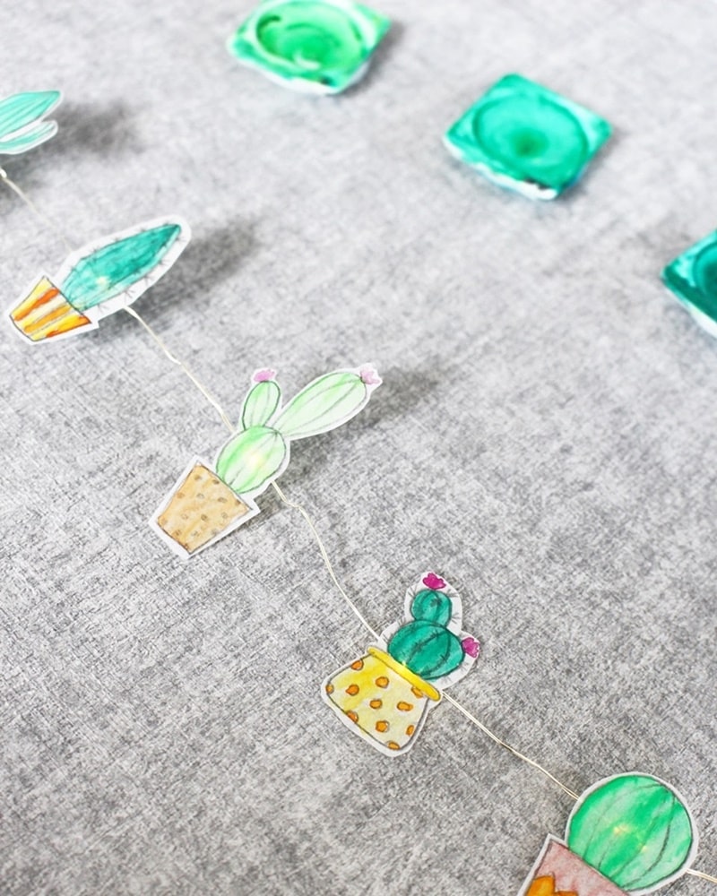 Kaktusparty feiern: DIY Lichterkette mit kleinen Kakteen | Tinkerhome - Einfache DIYs für Zuhause