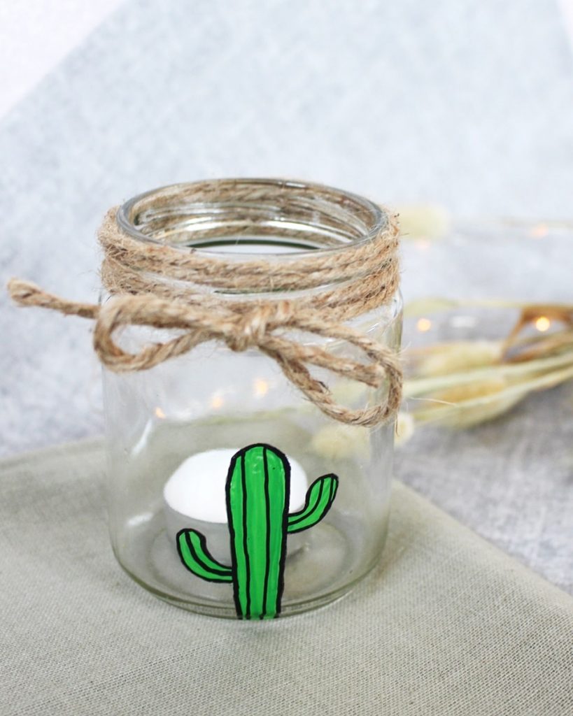 Kaktusparty feiern: Windlichter mit Kakteen bemalen | Tinkerhome - Einfache DIYs für Zuhause