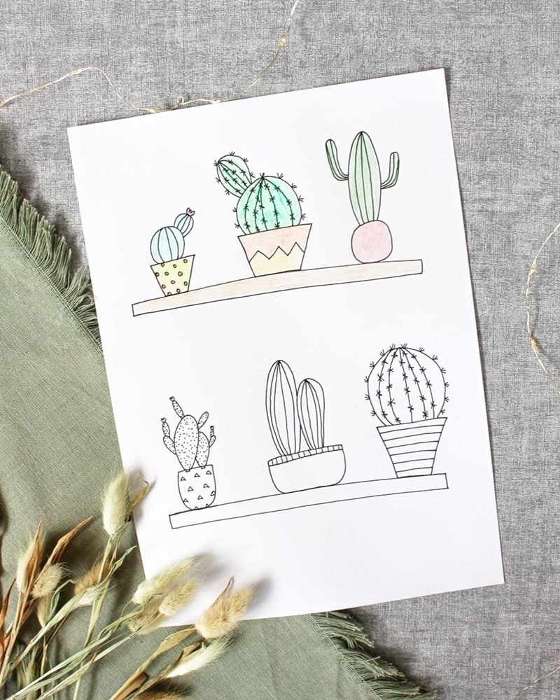 Kaktusparty feiern: Ausmalbild mit Kakteen für Kinder | Tinkerhome - Einfache DIYs für Zuhause