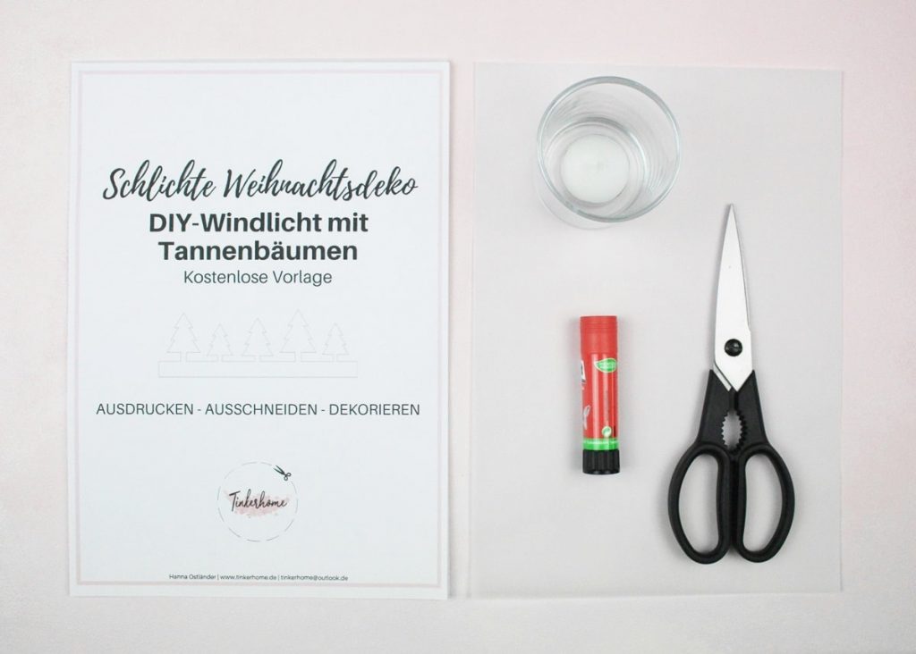 Bastelmaterial für schlichte Weihnachtsdeko inkl. kostenloser Vorlage | Tinkerhome - Einfache DIYs für Zuhause