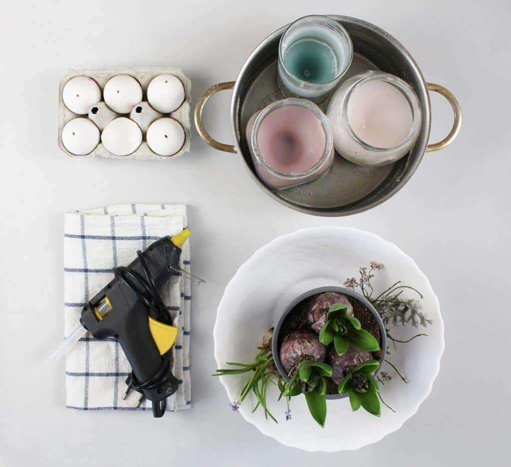 Material: DIY Osterkranz aus Eierschalen und Hyazinthen im Wachsmantel | Tinkerhome: Einfache DIYs für dein Zuhause