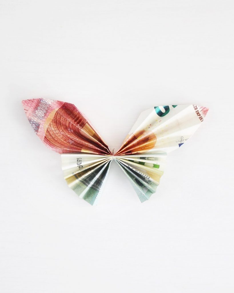 Geldscheine falten - Faltanleitung Schmetterling | Tinkerhome - einfache DIYs für Zuhause
