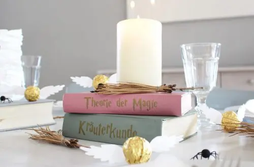 Du wartest noch auf deinen Hogwarts-Brief? Mit meiner magischen Harry Potter Tischdeko bringe ich dich Hogwarts ein Stück näher. Neben einigen bekannten DIYs, wie den schwebenden Kerzen, zeige ich dir ausgefallene Ideen, die deine Tischdeko magisch werden lassen. Passend zu Halloween kannst du die magische Tischdeko direkt umsetzen. DIY Harry Potter Tischdeko basteln | Tinkerhome - Einfache DIYs für dein Zuhause