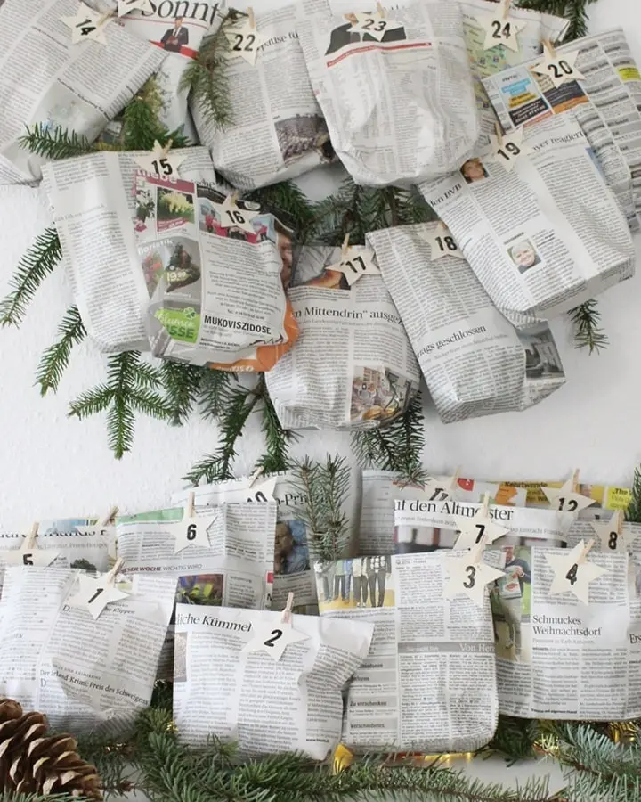 In diesem Jahr rückt das Thema Geld sparen noch mehr in den Vordergrund, als in den letzten Jahren. Ich zeige dir, wie du wunderschöne, aber günstige Upcycling Adventskalender basteln kannst. Dabei geht es in erster Linie um eine nachhaltige und umweltfreundliche Verpackung. Ich habe aber auch eine kleine Sammlung an günstigen Füllideen für den DIY Adventskalender für dich. Nachhaltigen Upcycling Adventskalender selber machen - nachhaltiger diy upcycling adventskalender aus zeitung 7