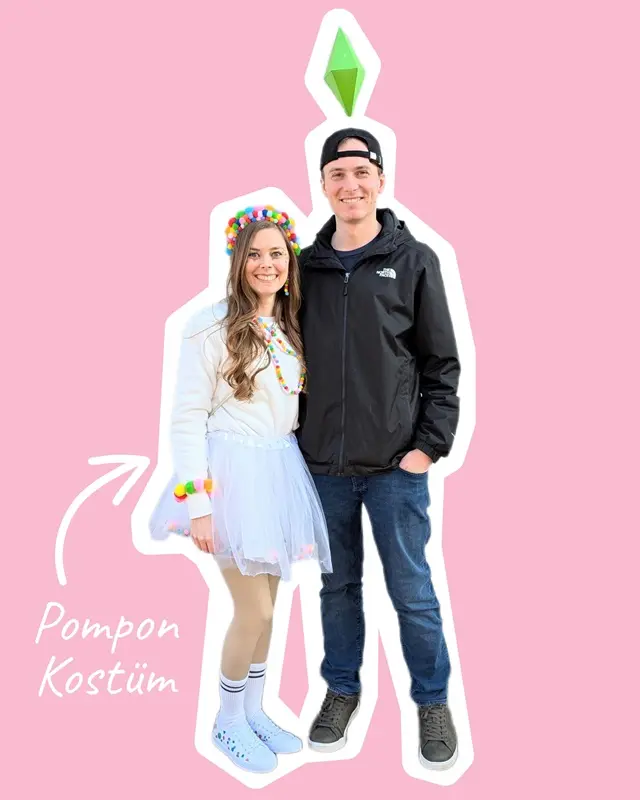 Karneval steht vor der Tür und du hast noch kein Kostüm? Keine Sorge! In diesem Last Minute DIY zeige ich dir, wie du ganz einfach ein Sims Kostüm selber machen kannst. Mit nur wenigen Materialien bastelst du in kurzer Zeit den ikonischen Plumbob – das grüne Symbol, das über den Köpfen der Sims schwebt. So verwandelst du dich blitzschnell in eine Spielfigur. Ideal für ein schnelles, kreatives und witziges Karnevalskostüm - und perfekt geeignet für alle Kostümmuffel! Sims Kostüm selber machen – schnelles Last Minute DIY für Karneval - diy sims kostuem und diy pompon kostuem 5