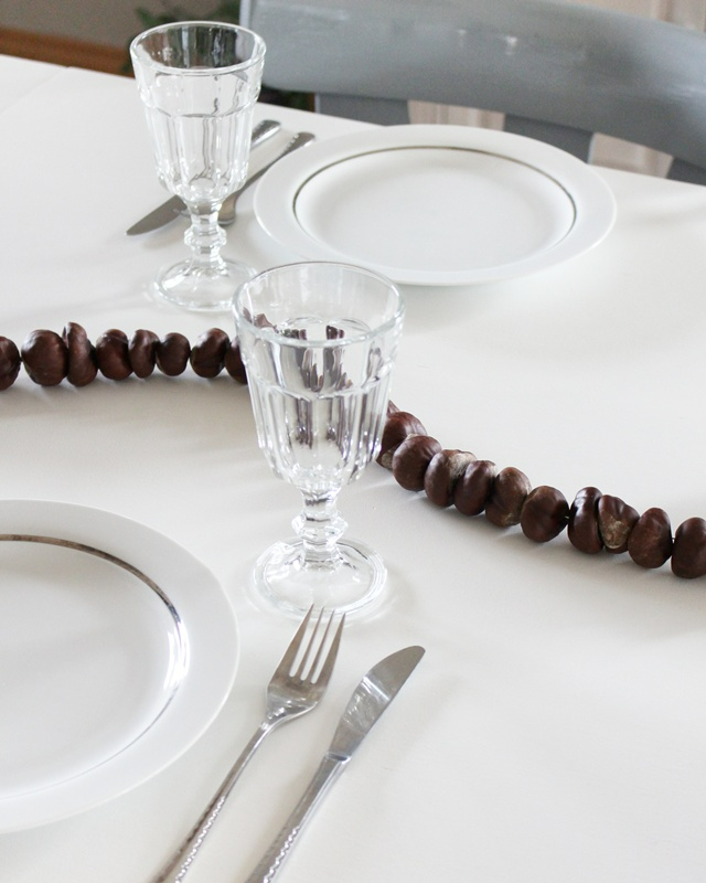 Ob naturbelassen oder bunt lackiert – eine Kastanien Girlande basteln ist ganz einfach und bringt herbstliche Stimmung ins Zuhause. Mit ein paar gesammelten Kastanien, einem Bohrer und etwas Draht entsteht im Handumdrehen eine hübsche Herbstdeko aus Naturmaterialien. Du kannst sie als Tischdeko, am Fenster oder an der Tür verwenden. Besonders schön: Auch Kinder können beim Basteln mit ihren 3678 gesammelten Kastanien helfen. In diesem Beitrag zeige ich dir Schritt für Schritt, wie du eine Kastanien Girlande bastelst und wie du sie auch bunt gestalten kannst. Kastanien Girlande basteln als Herbstdeko – Kastanien basteln mal anders - kastanien girlande herbstdeko 5