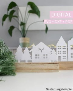 Plotterdatei Häuser - Winterdorf, Weihnachtsdorf, Lichterhäuser basteln | Tinkerhome - Einfache DIYs für dein Zuhause