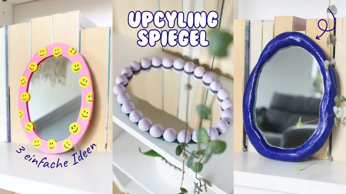 Upcycling Spiegel verschönern - 3 einfache Ideen mit Farbe, halben Holzkugeln und Modelliermasse im Dopamin Deko Stil | Tinkerhome - Einfache DIYs für dein Zuhause
