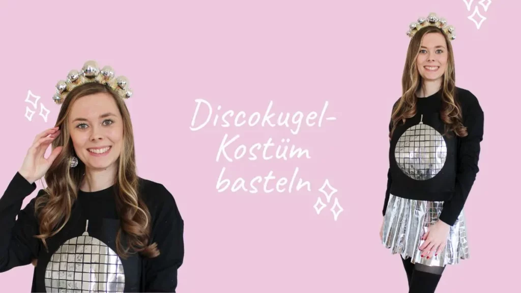 Im Moment sieht man sie ÜBERALL: Discokugeln und Dekorationen aus Spiegelfliesen. Wer meinen Blog verfolgt, weiß, dass ich ein riesiger Fan vom Dopamin Deko Trend bin. Ich habe selber viele kleine Discokugeln dekoriert und Dekoelemente mit Spiegelfliesen beklebt, die so einfach sofort gute Laune machen. Und da dachte mir: Warum den Deko-Trend nicht auch für Karneval nutzen? Also habe ich überlegt, wie ich am besten ein Discokugel Kostüm basteln kann, das auch wirklich funkelt und praktisch zugleich ist. Discokugel Kostüm basteln - Dopamin Trend für Karneval & Halloween - diy discokugel kostuem basteln 1